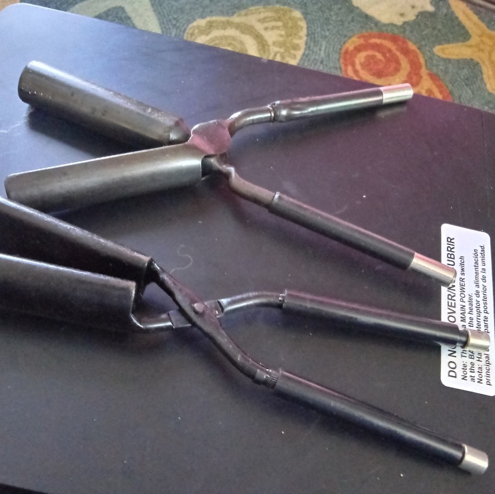 Vintage flat iron and curling iron